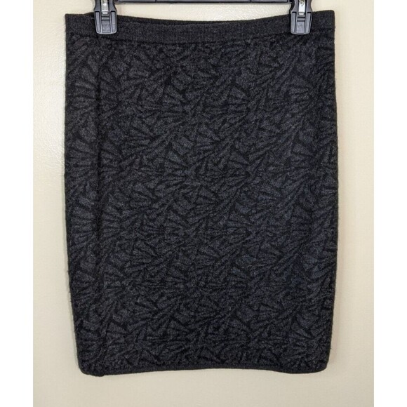 Eileen Fisher Mini Skirt Black Gray Wool Blend Pull On Elastic Waist Size Small - Picture 2 of 6